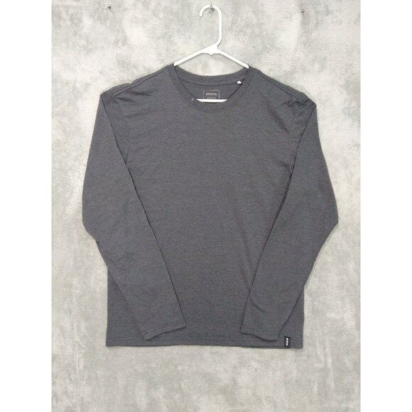 PrAna Shirt Mens Large Gray Long Sleeve Crew Neck Cotton Casual Outdoor - Picture 1 of 6